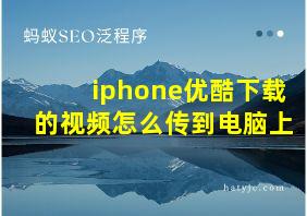 iphone优酷下载的视频怎么传到电脑上