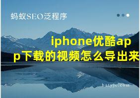 iphone优酷app下载的视频怎么导出来