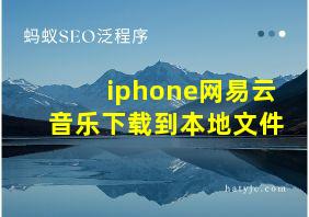 iphone网易云音乐下载到本地文件