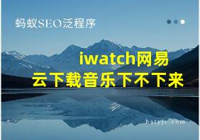 iwatch网易云下载音乐下不下来