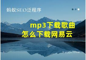 mp3下载歌曲怎么下载网易云