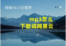 mp3怎么下歌词网易云