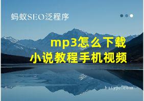 mp3怎么下载小说教程手机视频