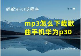 mp3怎么下载歌曲手机华为p30