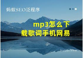 mp3怎么下载歌词手机网易