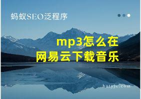 mp3怎么在网易云下载音乐