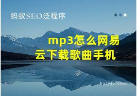 mp3怎么网易云下载歌曲手机