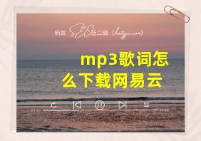 mp3歌词怎么下载网易云