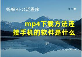 mp4下载方法连接手机的软件是什么