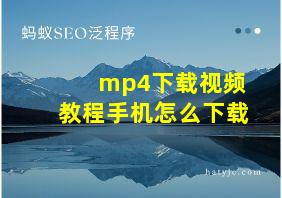 mp4下载视频教程手机怎么下载