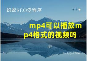 mp4可以播放mp4格式的视频吗