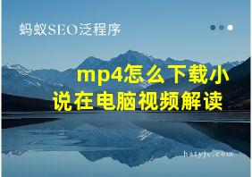 mp4怎么下载小说在电脑视频解读