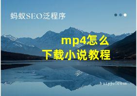 mp4怎么下载小说教程