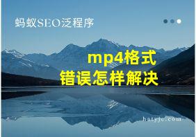 mp4格式错误怎样解决