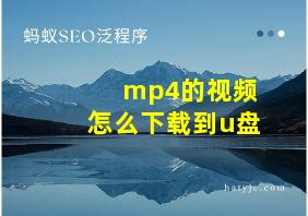 mp4的视频怎么下载到u盘