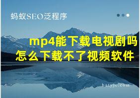 mp4能下载电视剧吗怎么下载不了视频软件