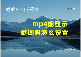 mp4能显示歌词吗怎么设置