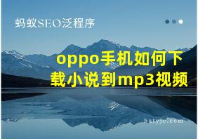 oppo手机如何下载小说到mp3视频