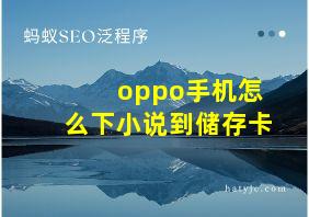 oppo手机怎么下小说到储存卡