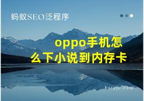 oppo手机怎么下小说到内存卡