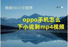 oppo手机怎么下小说到mp4视频