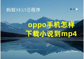 oppo手机怎样下载小说到mp4