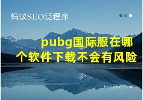 pubg国际服在哪个软件下载不会有风险