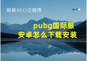 pubg国际服安卓怎么下载安装