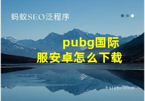 pubg国际服安卓怎么下载