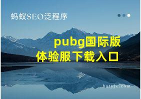 pubg国际版体验服下载入口