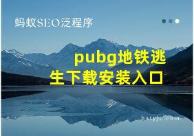 pubg地铁逃生下载安装入口