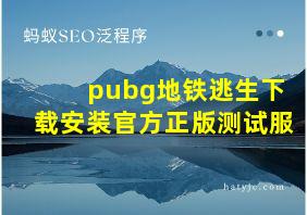 pubg地铁逃生下载安装官方正版测试服