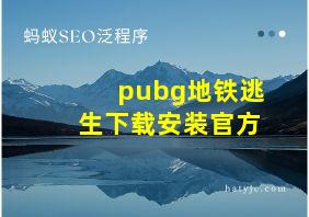 pubg地铁逃生下载安装官方