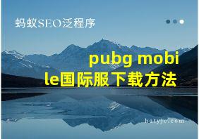 pubg mobile国际服下载方法