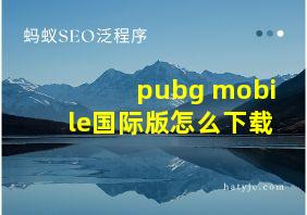 pubg mobile国际版怎么下载