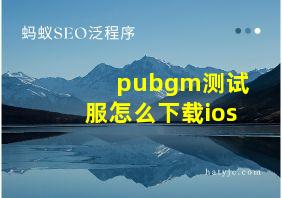 pubgm测试服怎么下载ios