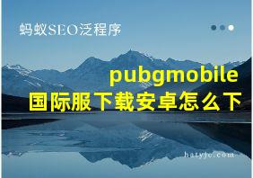 pubgmobile国际服下载安卓怎么下