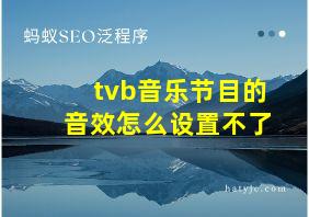 tvb音乐节目的音效怎么设置不了